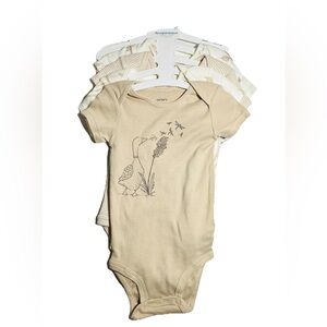 Carters‎ Bodysuits 4 Piece Gender Neutral Colors Size 9M Ducks Stripes Tan Beige
